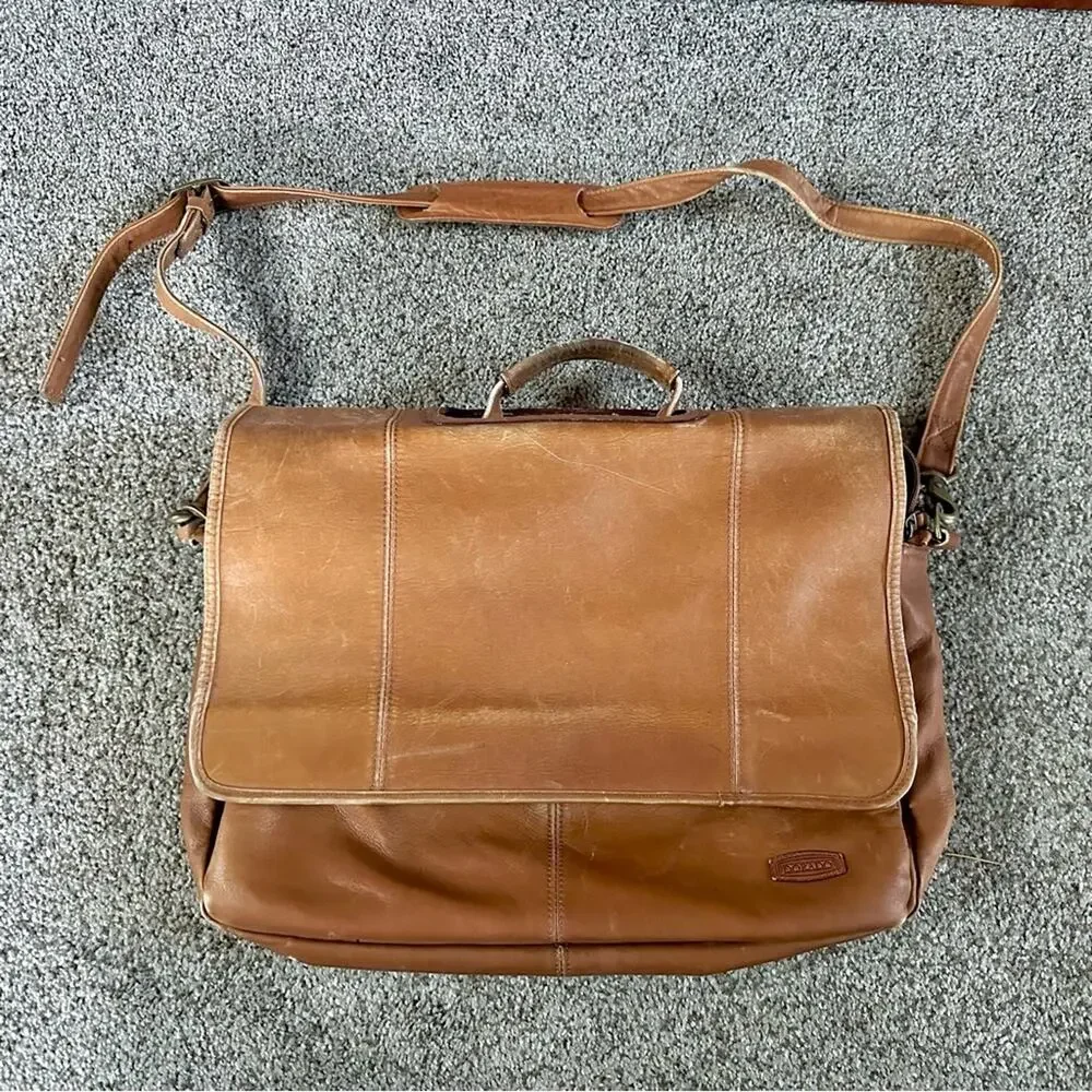 Dorado Brown Leather Messenger Bag Briefcase Satchel Laptop Work Bag Vintage